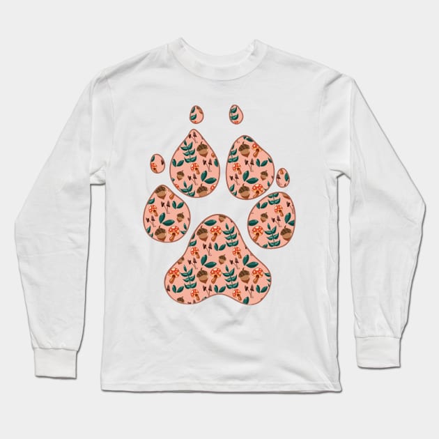 Cottage Core Paw Print Long Sleeve T-Shirt by Flicker Portraits